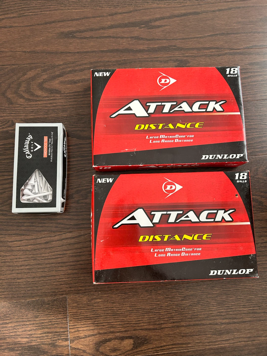 Dunlop Golf Balls and Callaway Hardwood Tees