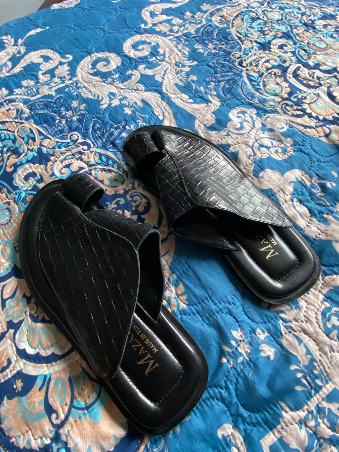 Maza Leather Sandals - Black - Size 43