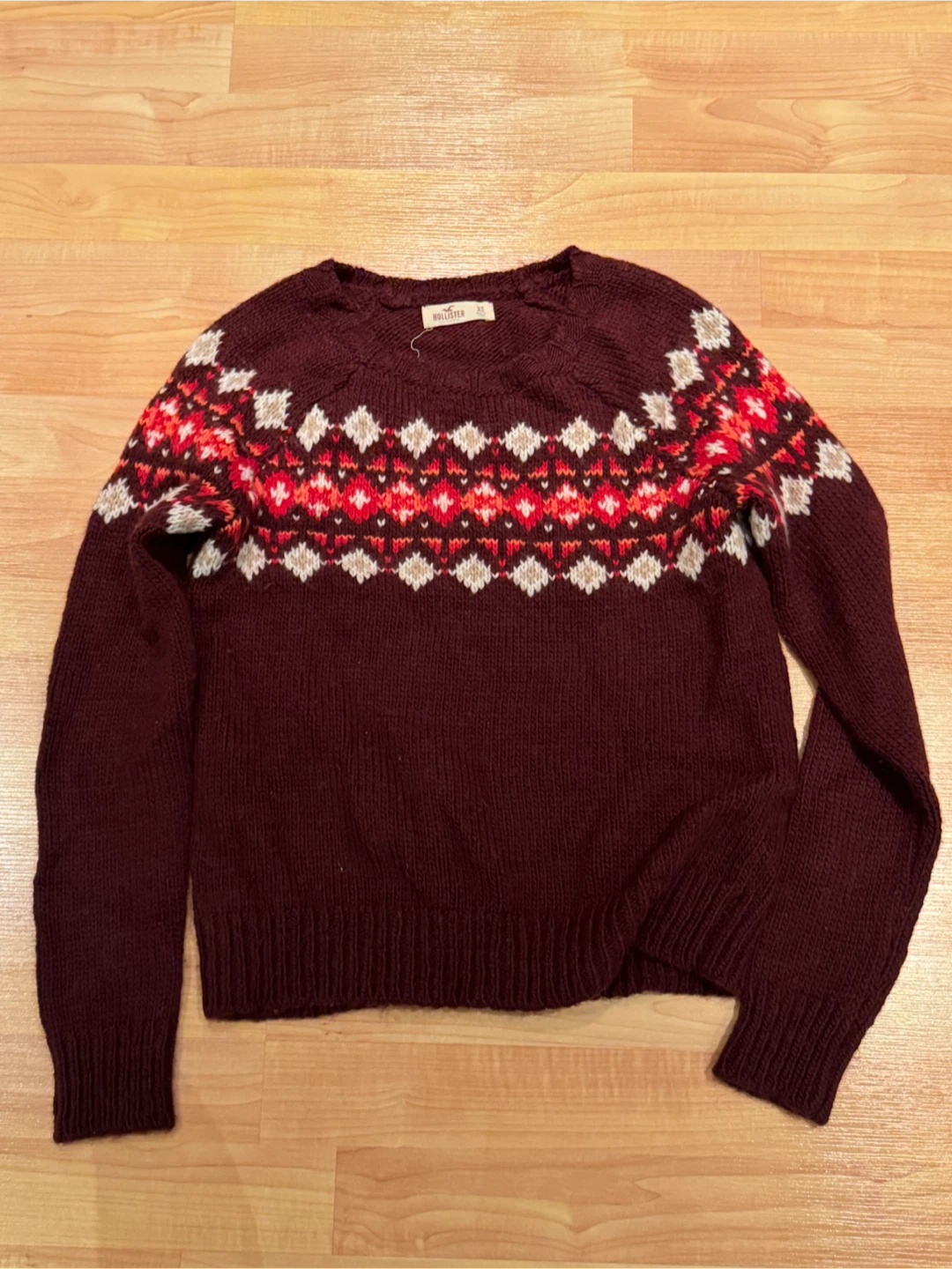Hollister Burgundy Fair Isle Sweater - XS