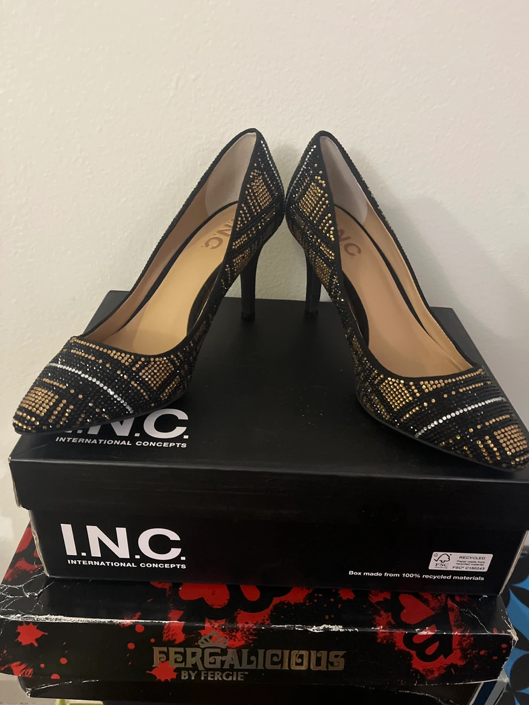 Black/Gold Plaid Pumps - photo 4