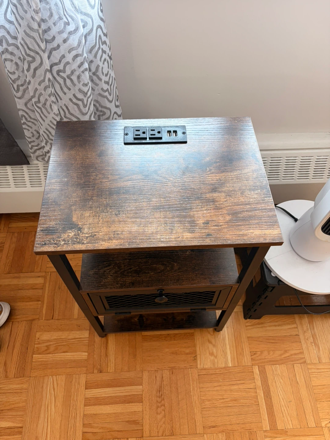 Industrial Style Nightstand with Charging Station - photo 2