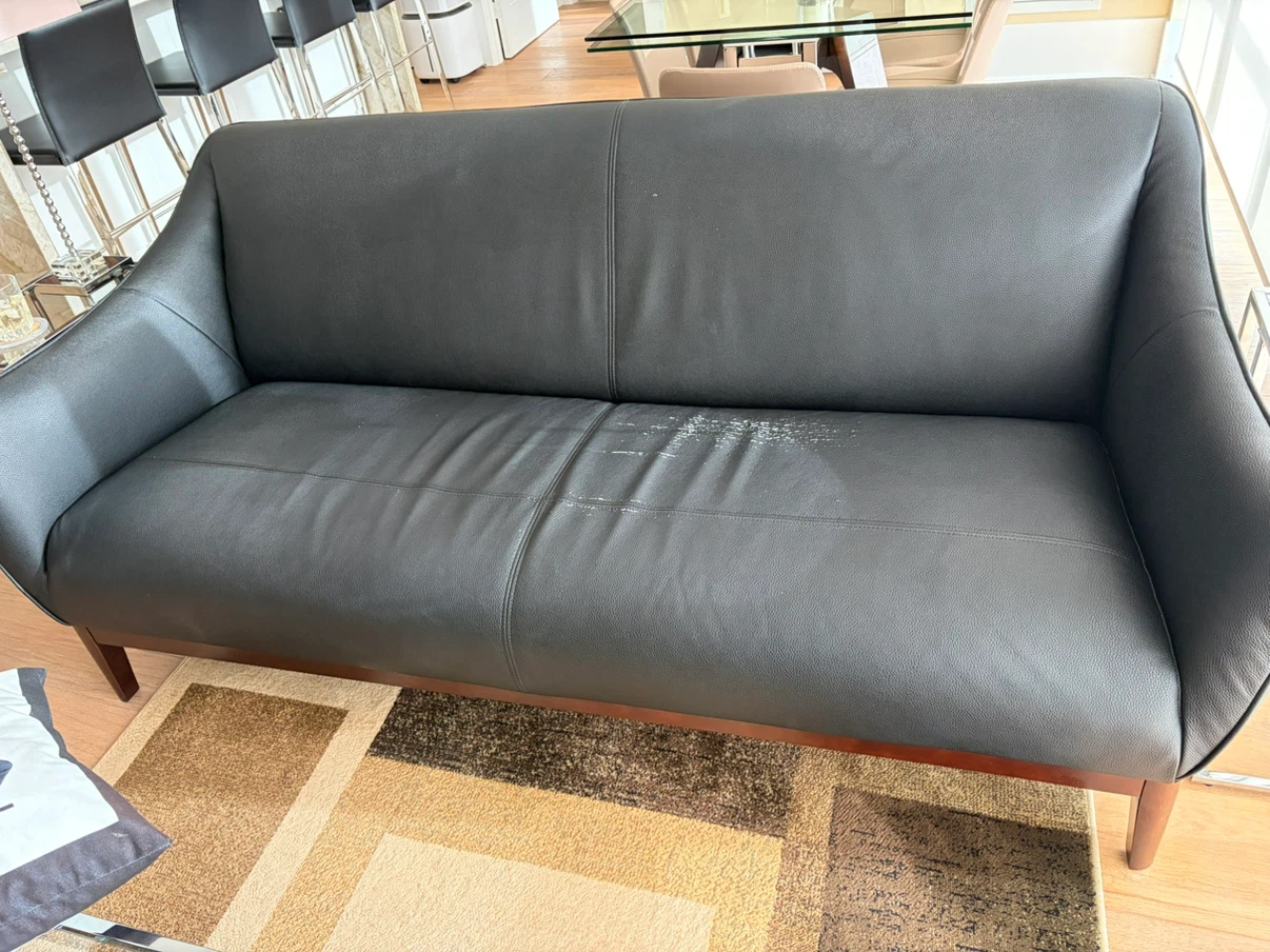 Black Faux Leather Sofa