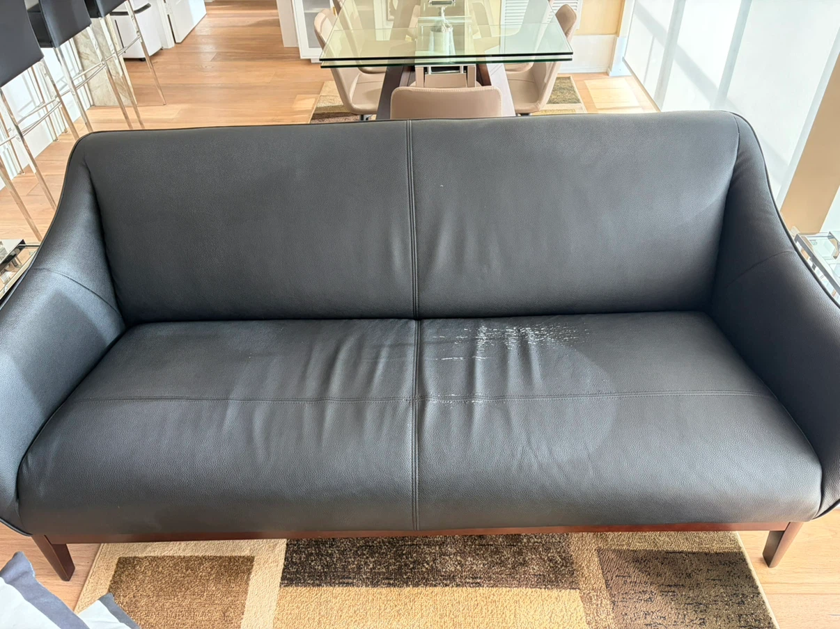 Black Faux Leather Sofa - photo 2