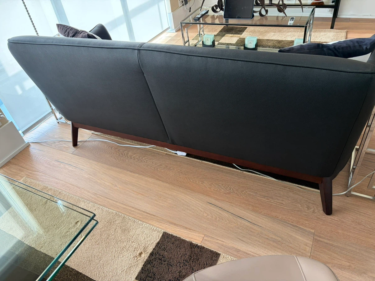 Black Faux Leather Sofa - photo 3