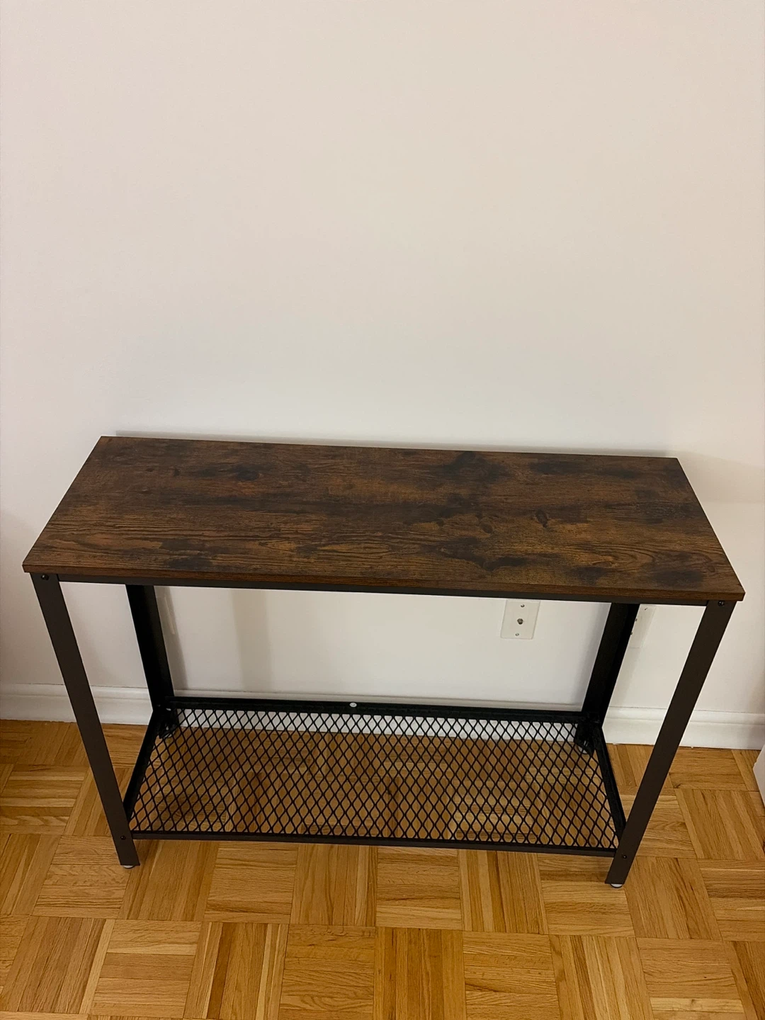 Industrial console table with metal mesh shelf - photo 2