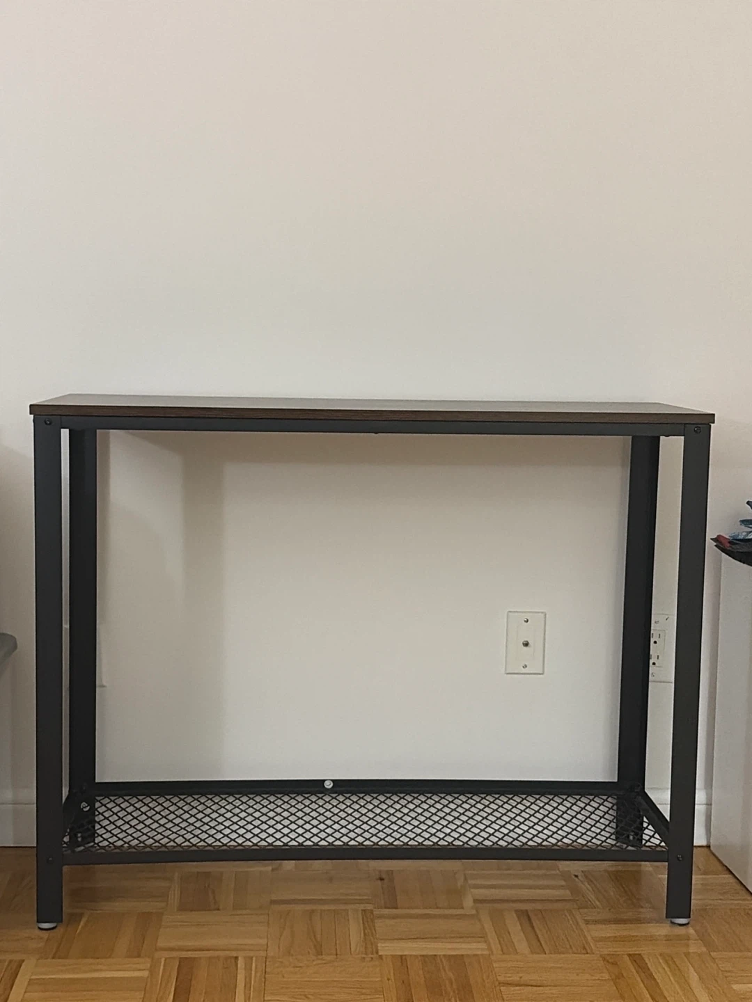 Industrial console table with metal mesh shelf - photo 3