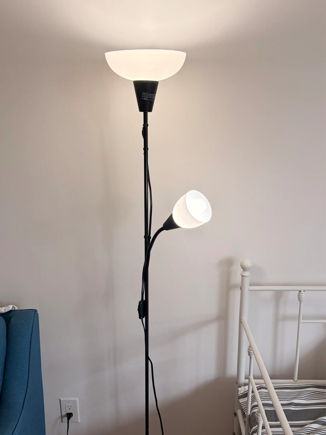 Black floor lamp with reading light