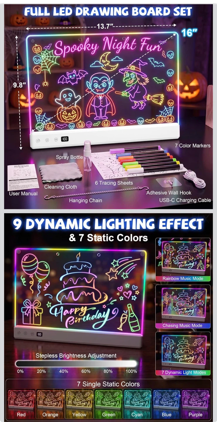 LED Drawing Board Set with 16 Lighting Effects - photo 3
