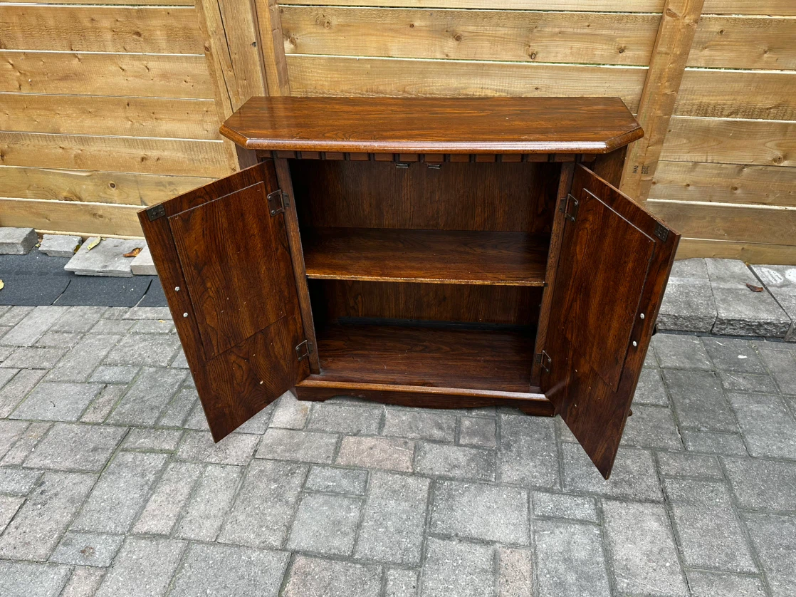 Vintage Solid-Wood Cabinet with Stained Glass & Mirrored Inlays - photo 2