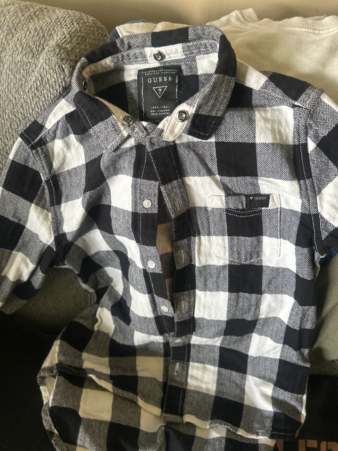 Guess Black and White Plaid Shirt - photo 2