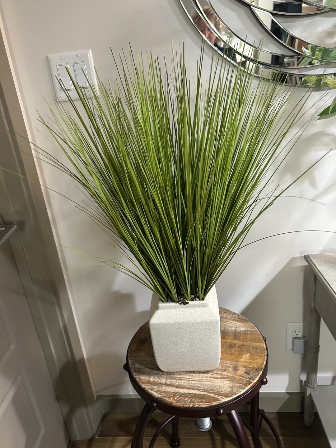 Artificial Tall Grass Plant with White Square Pot