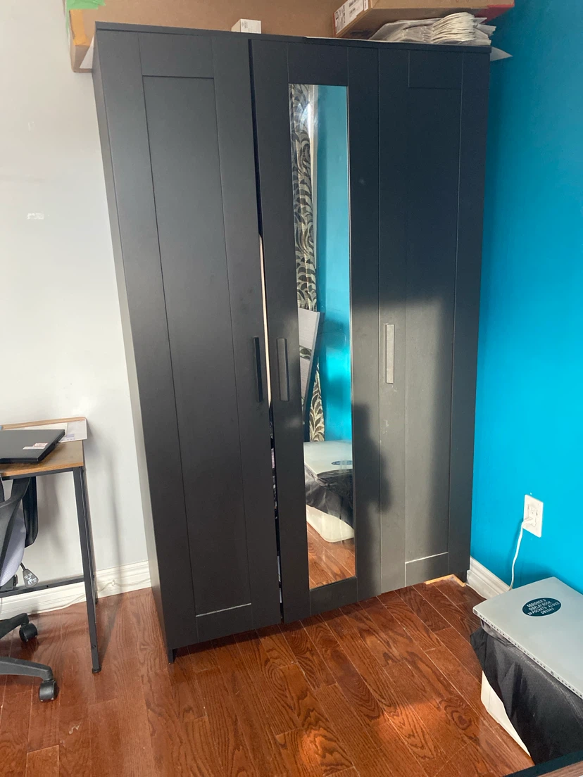 Black Wardrobe with Mirror IKEA