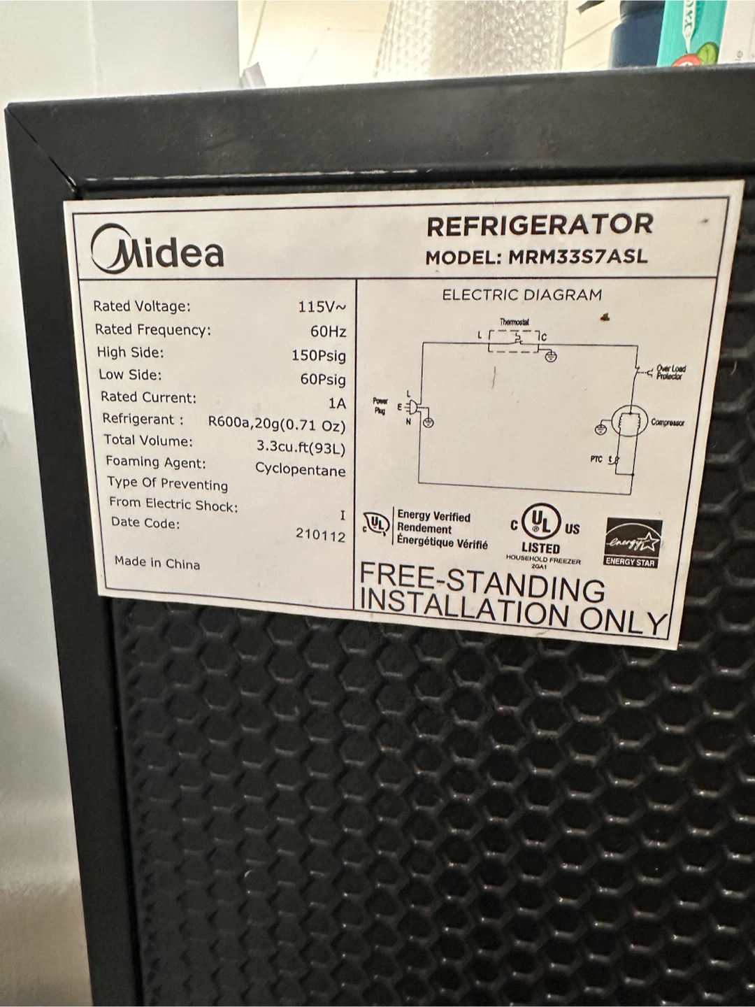 Midea 3.3 cu. ft. Compact Refrigerator - Black - photo 2