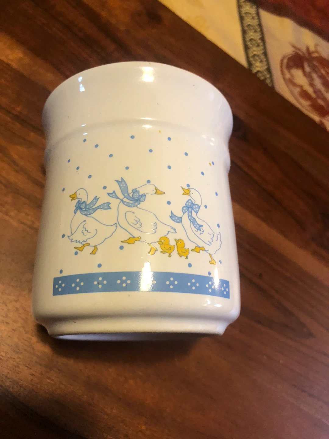 Vintage Blue Ribbon Goose Ceramic sugar Crock