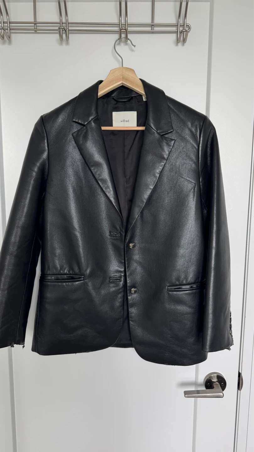 Wilfred Black Faux Leather Blazer