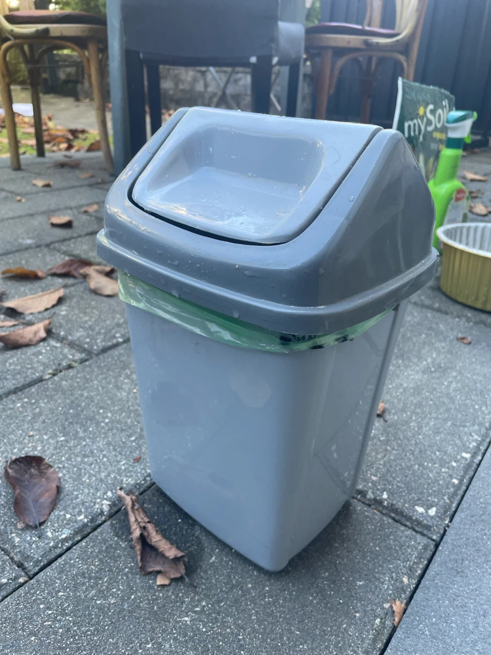 Small Grey Swing-Top Waste Bin