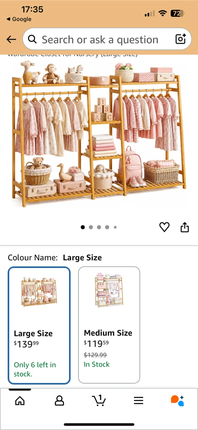 Large Bamboo Nursery Wardrobe Closet