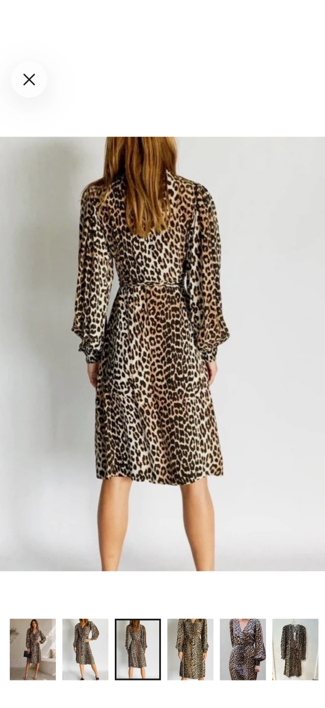 Ganni Leopard Print Wrap Dress knee length - photo 2