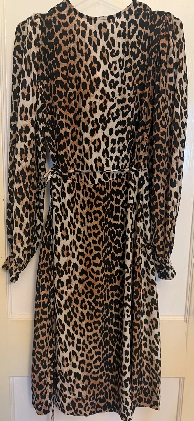 Ganni Leopard Print Wrap Dress knee length - photo 4