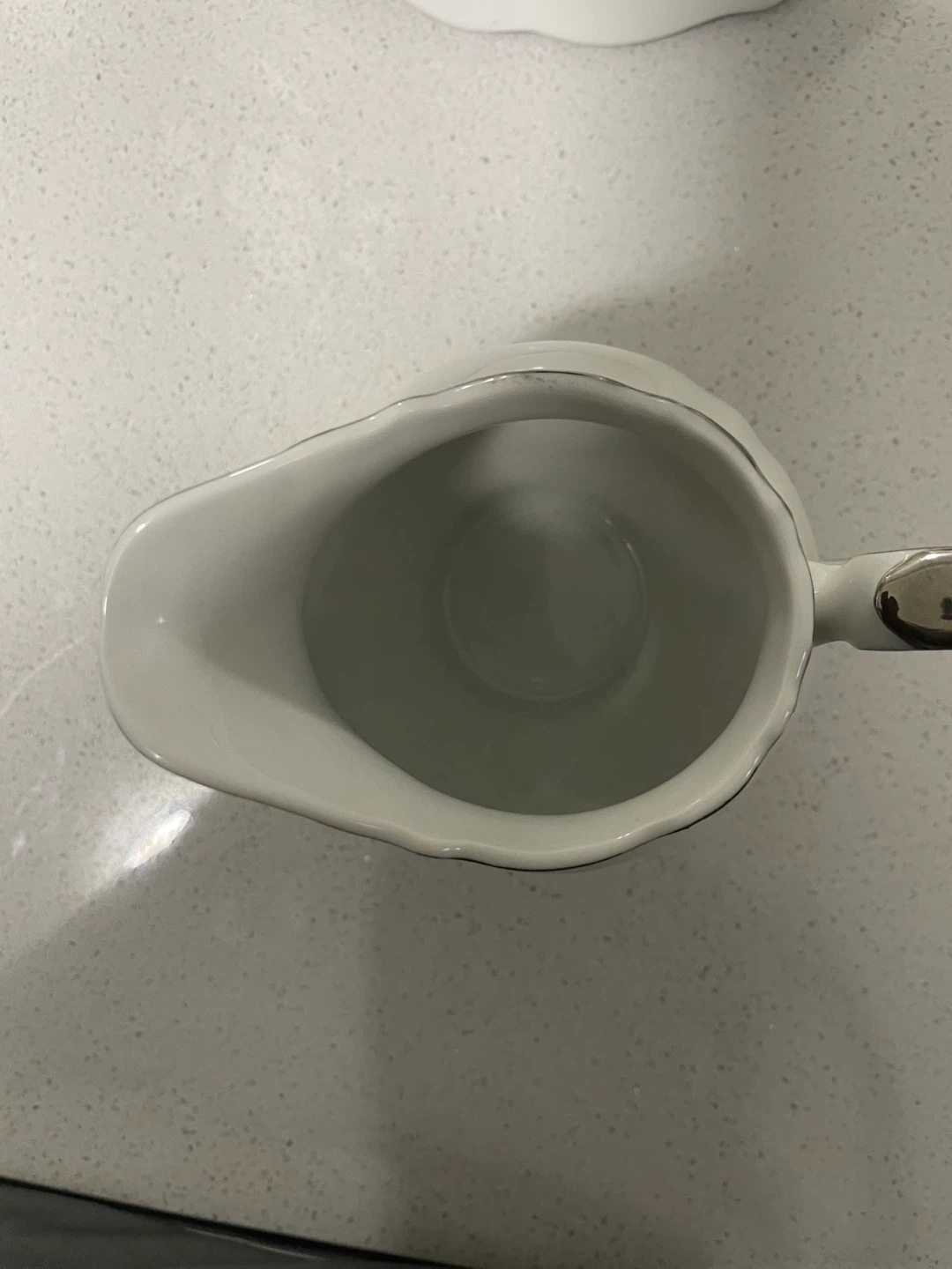 White Porcelain Creamer with Silver Trim