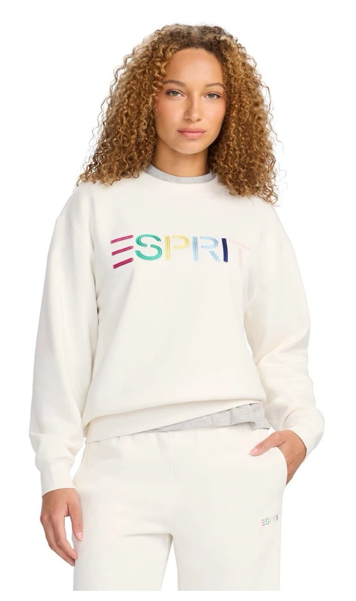 ESPRIT Women’s Fleece Embroidered Logo Sweatshirt, Retro 80s - photo 3