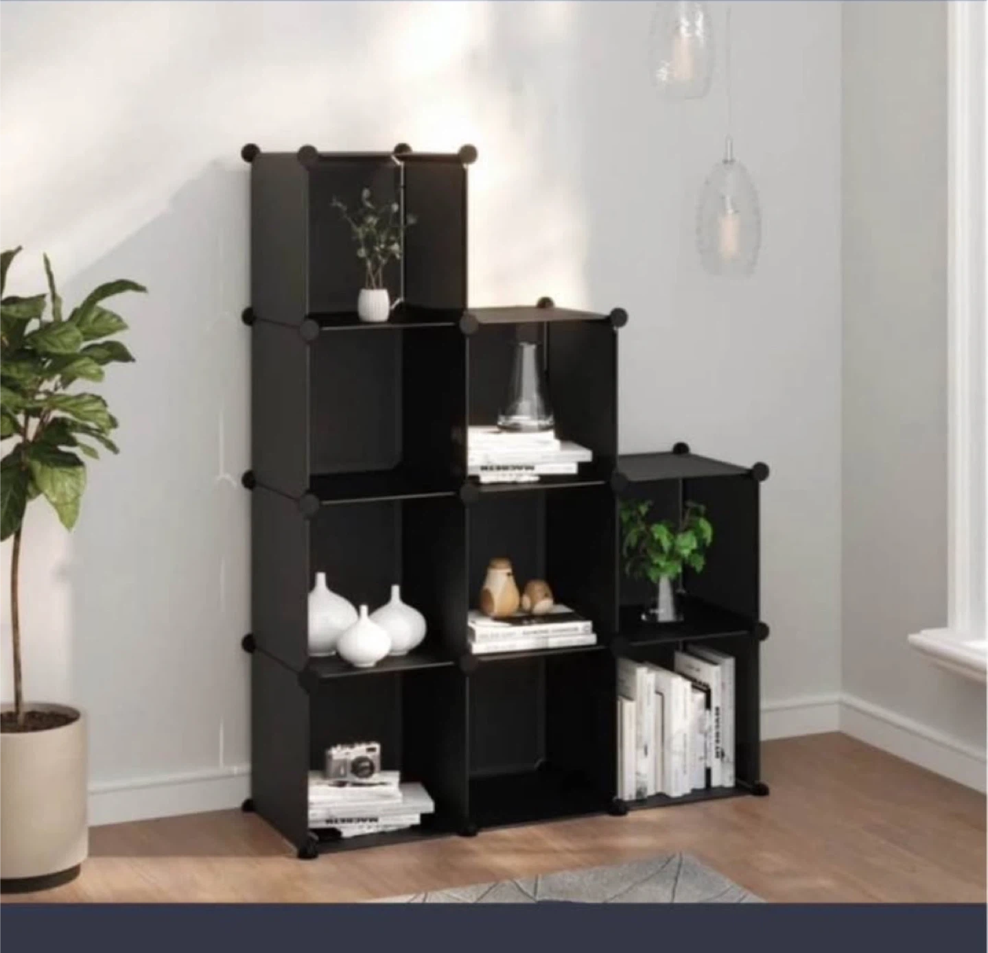 Modular Black Cube Storage Shelf