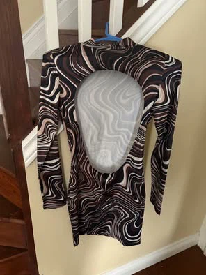 Abstract print long sleeve mini dress - photo 2
