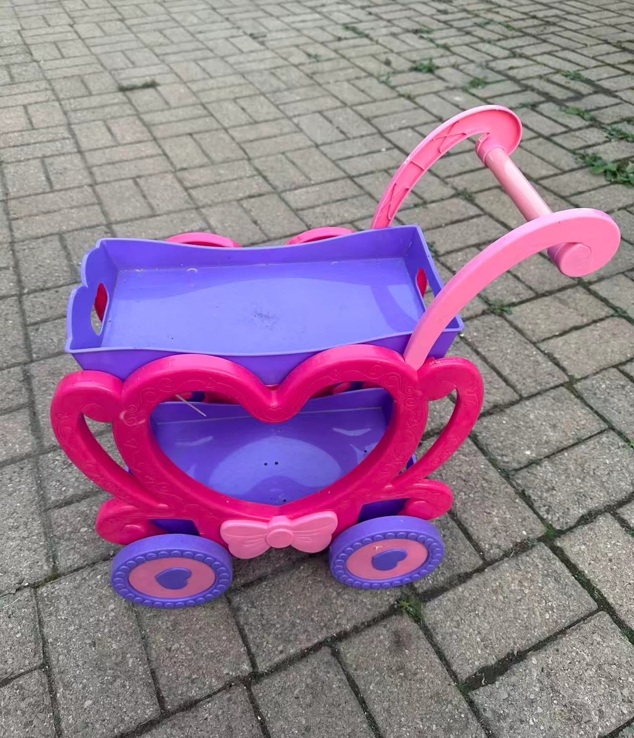 Kids Pink and Purple Heart Toy Cart