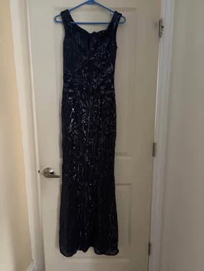 Navy Blue Sequin Evening Gown - photo 2