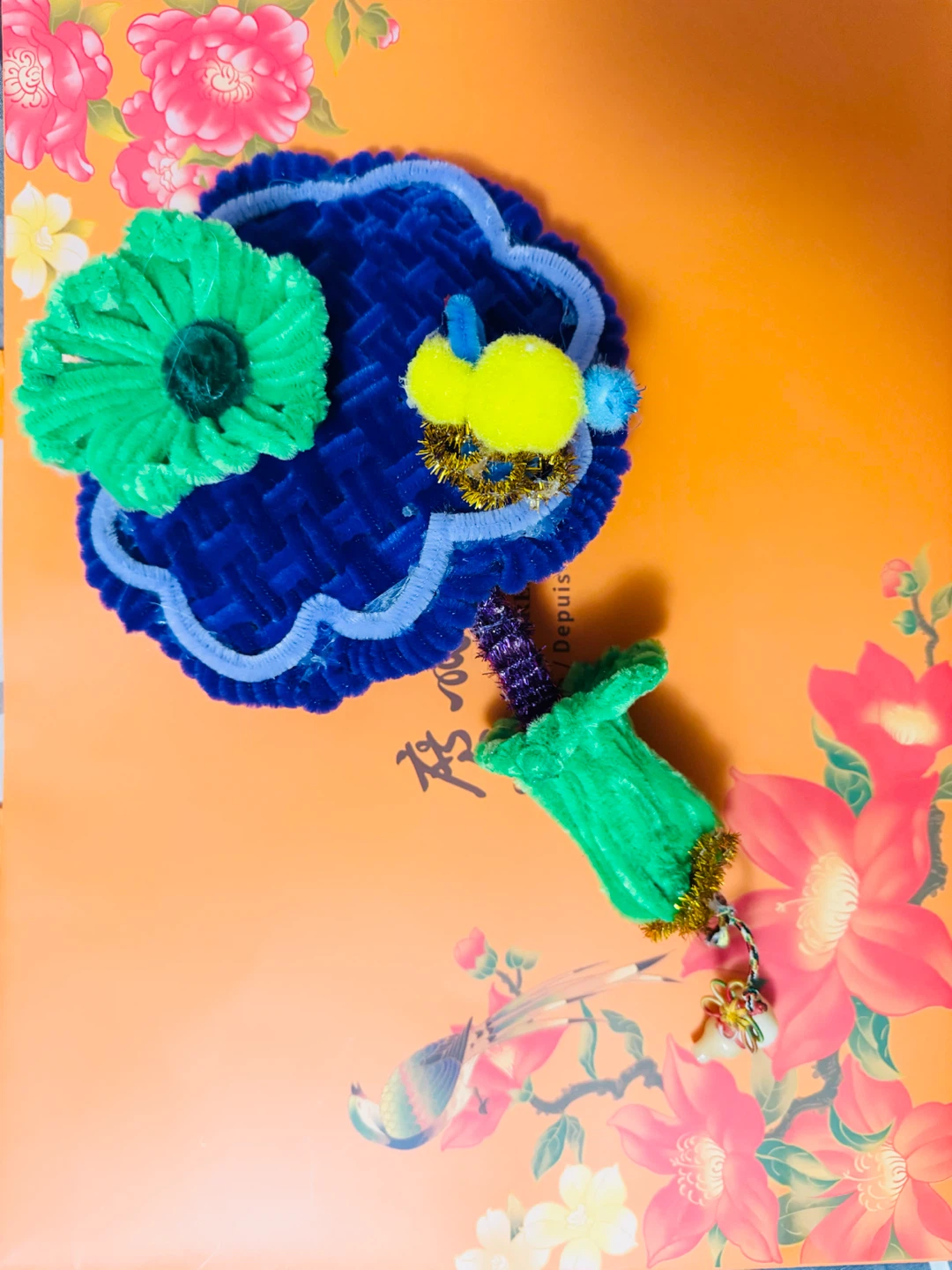 Handmade pipe cleaner flower fan