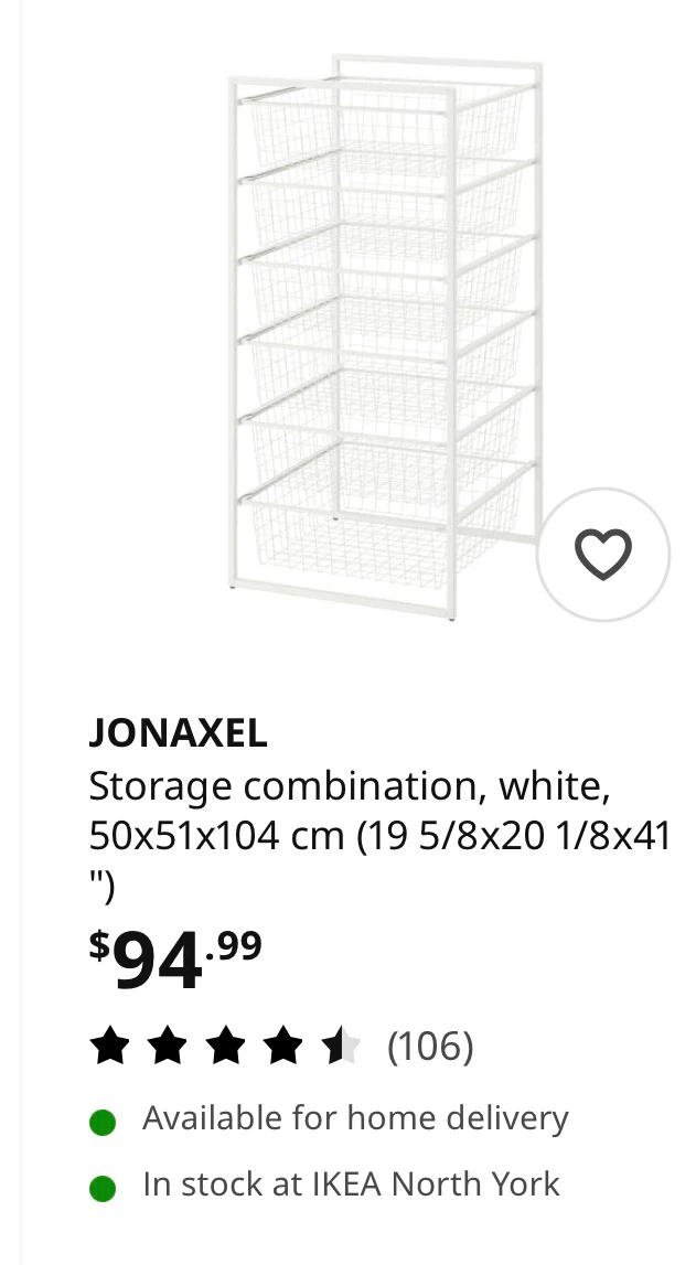 IKEA JONAXEL Storage Combination White