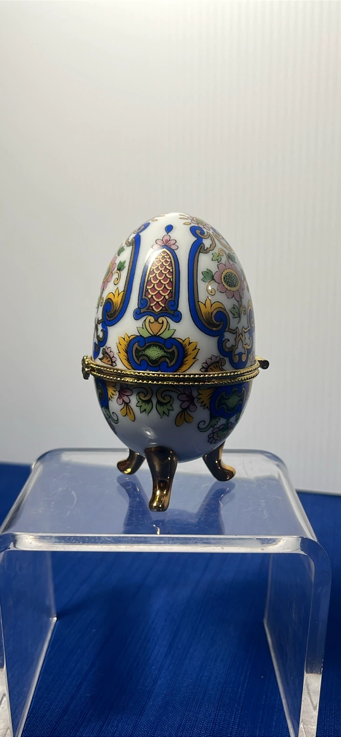 Footed Porcelain Egg Trinket Box
