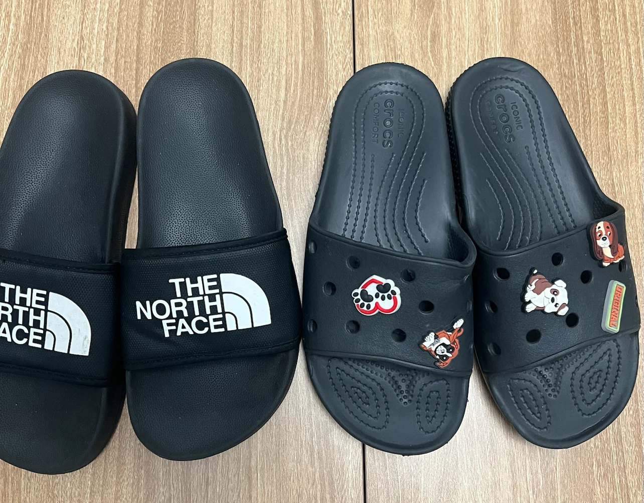 The North Face and Crocs Slide Sandals Bundle