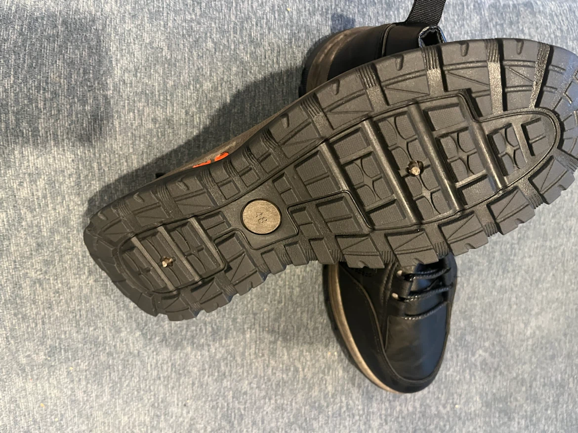 HTF Black Leather Lace-up Casual Sneaker Shoes Size 48 - photo 2