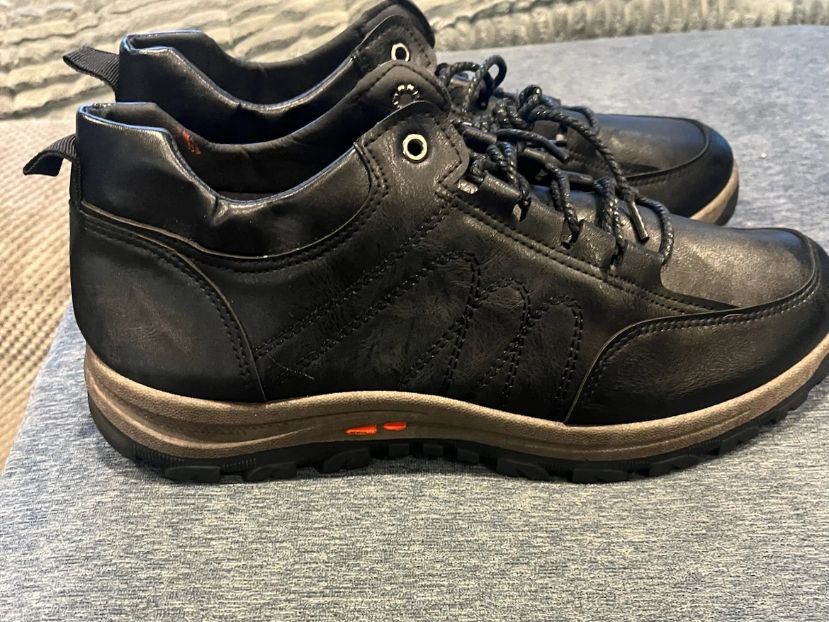 HTF Black Leather Lace-up Casual Sneaker Shoes Size 48 - photo 3