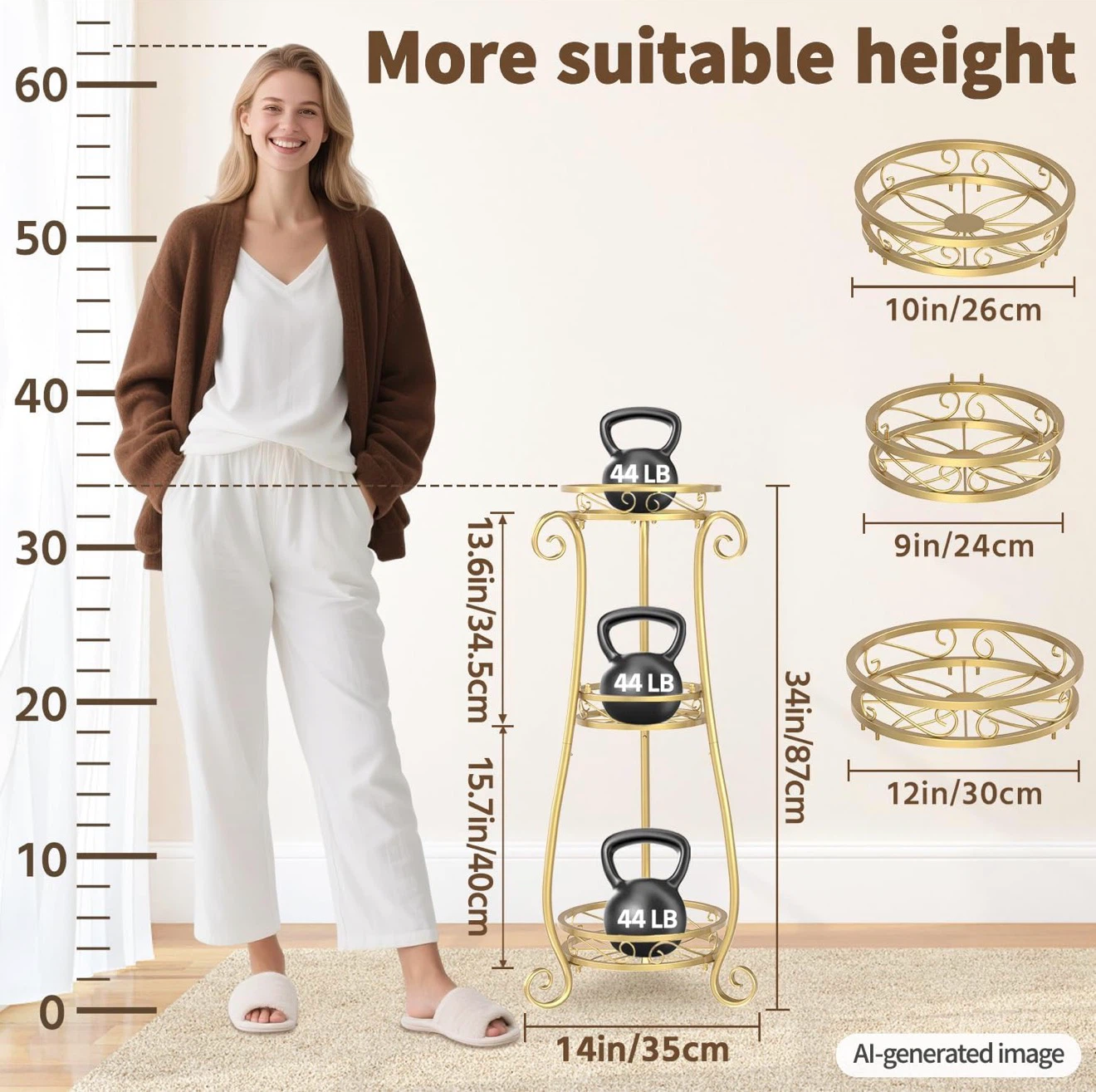 Gold 3-Tier Metal Plant Stand - photo 4