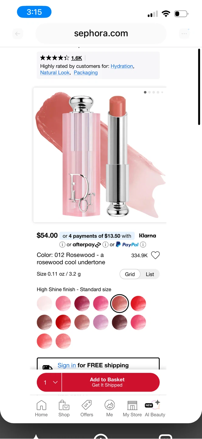 Brand new Dior Addict Lip Glow - 012 Rosewood