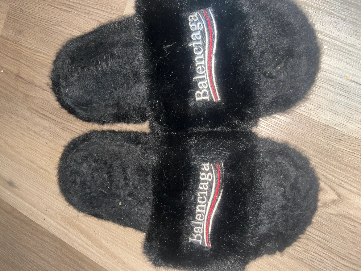 OFFER Balenciaga Black Faux Fur Slides