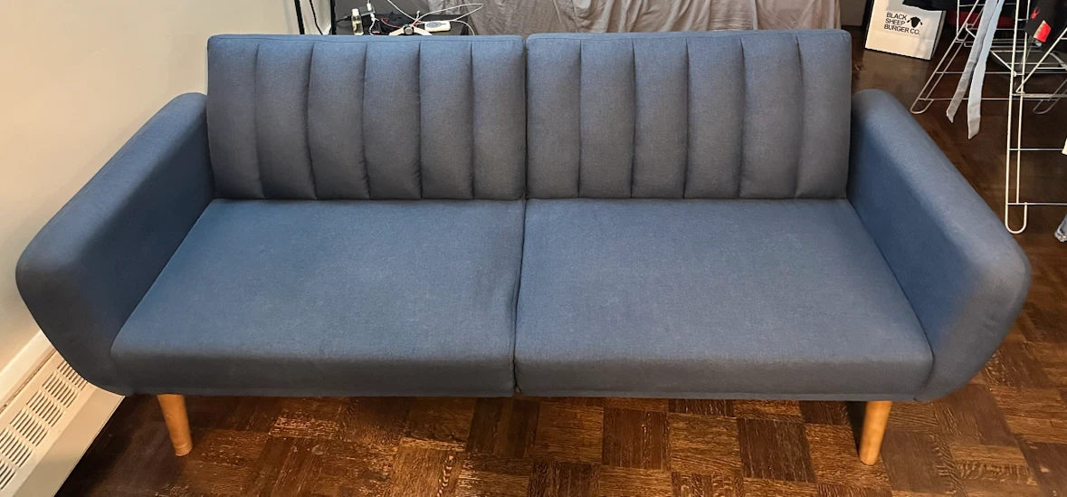Blue Fabric Convertible Sofa Bed