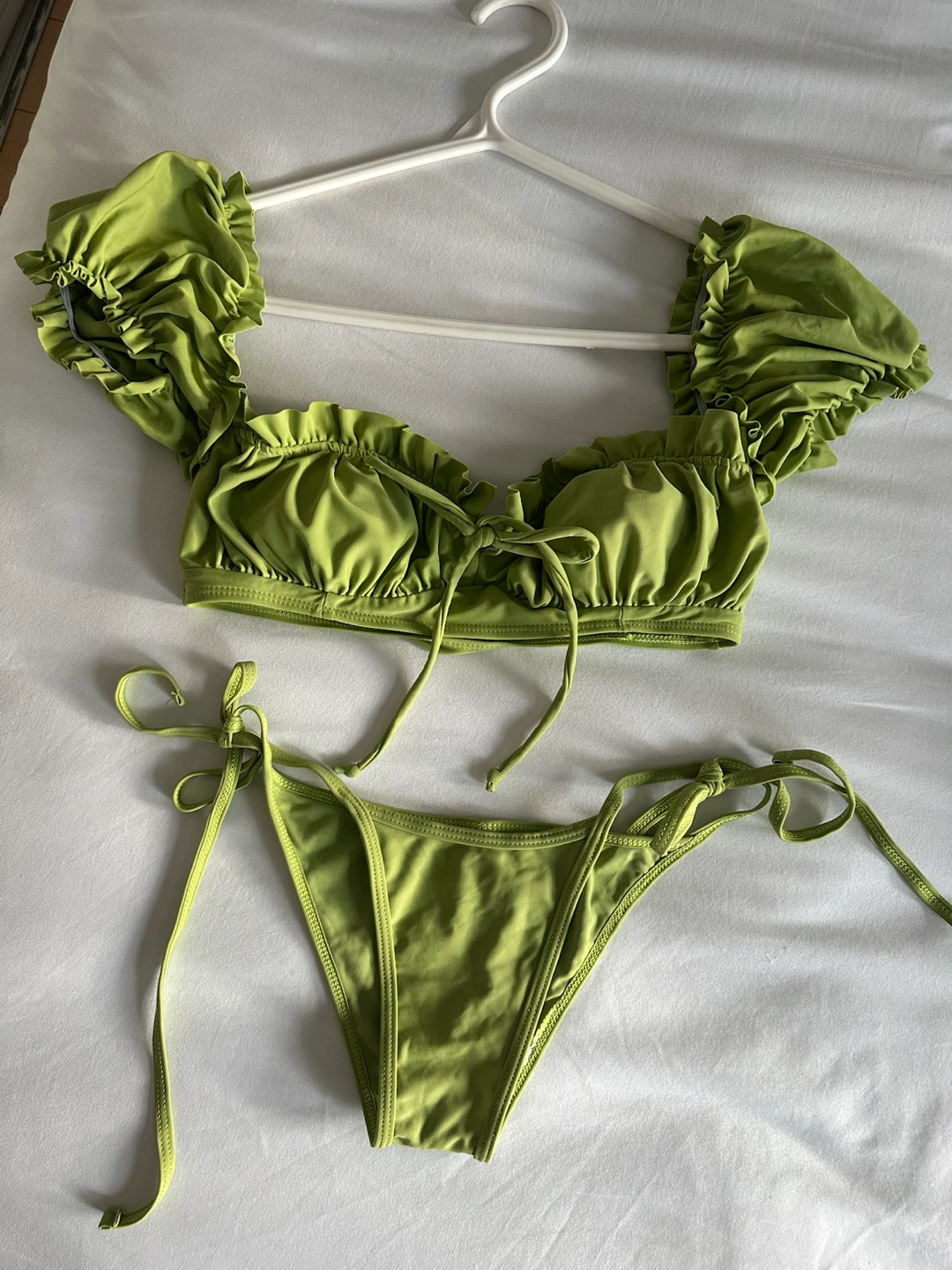 Lime Green Ruffled Bikini Set