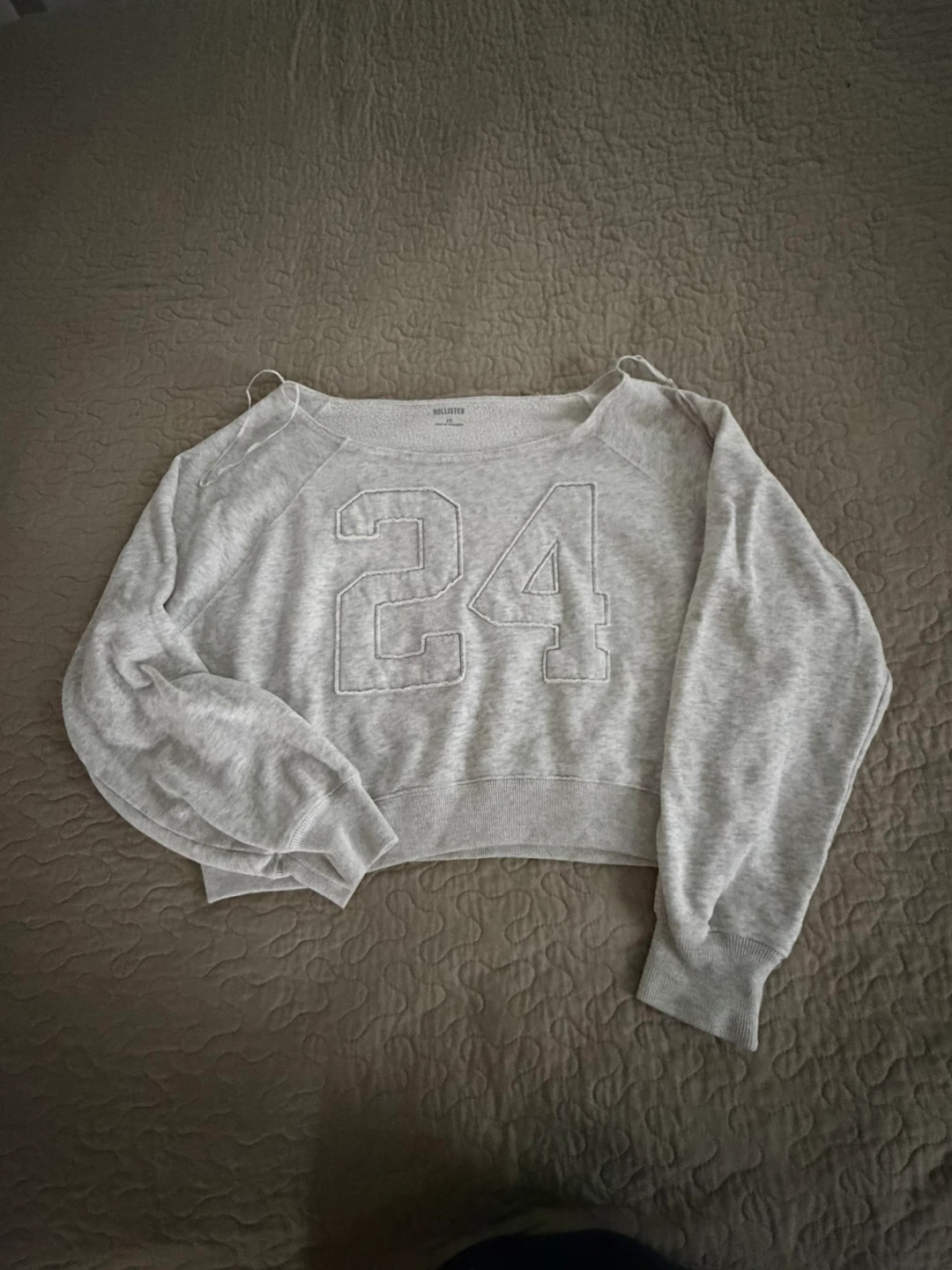 Hollister Gray Number 24 Crop Sweatshirt