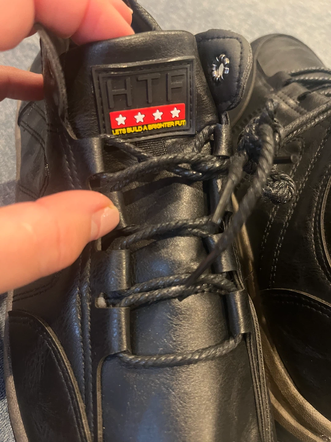 HTF Black Leather Lace-up Casual Sneaker Shoes Size 48 - photo 4