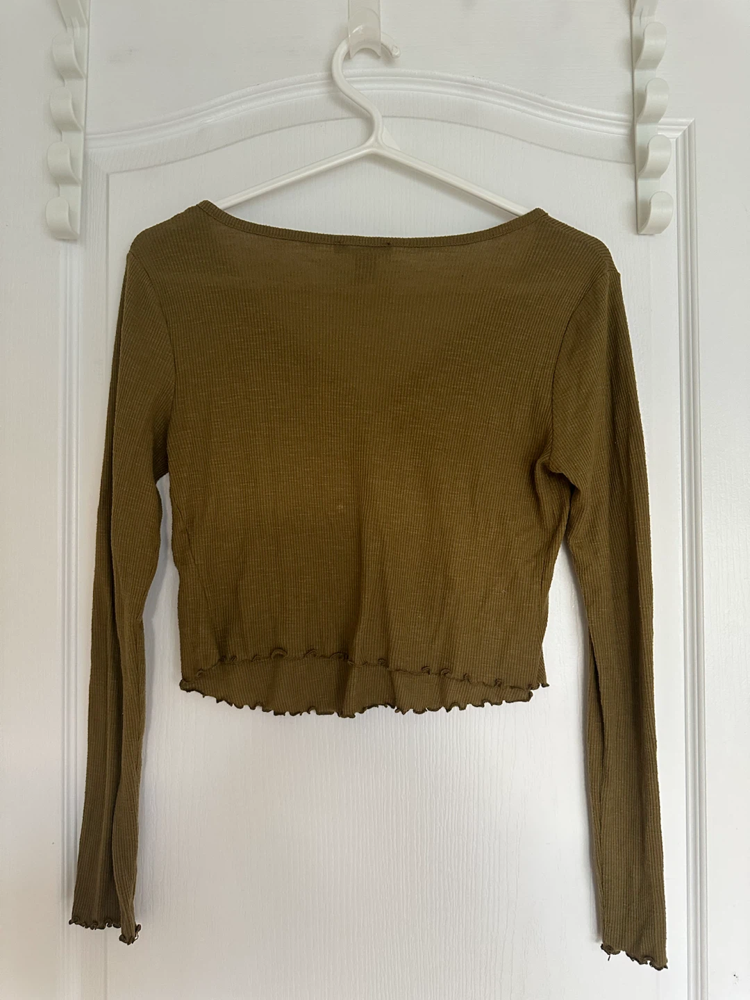 Forever 21 Olive Green Ribbed Long Sleeve Top - photo 2