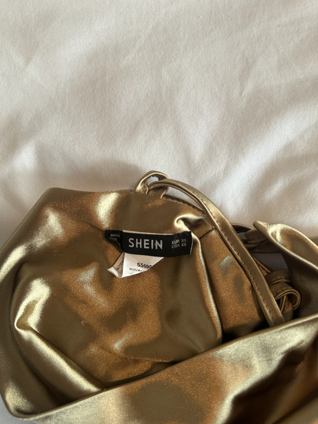 SHEIN Gold Satin Lace-Up Crop Top - photo 3