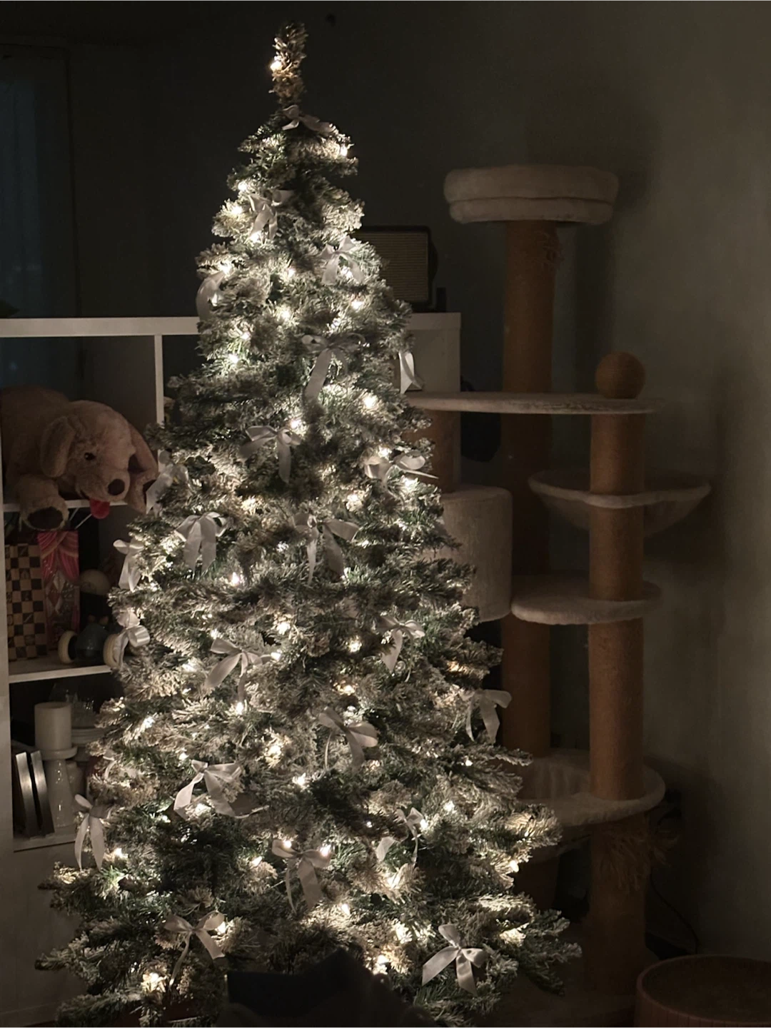 Flocked Artificial Christmas Tree with Lights - photo 2