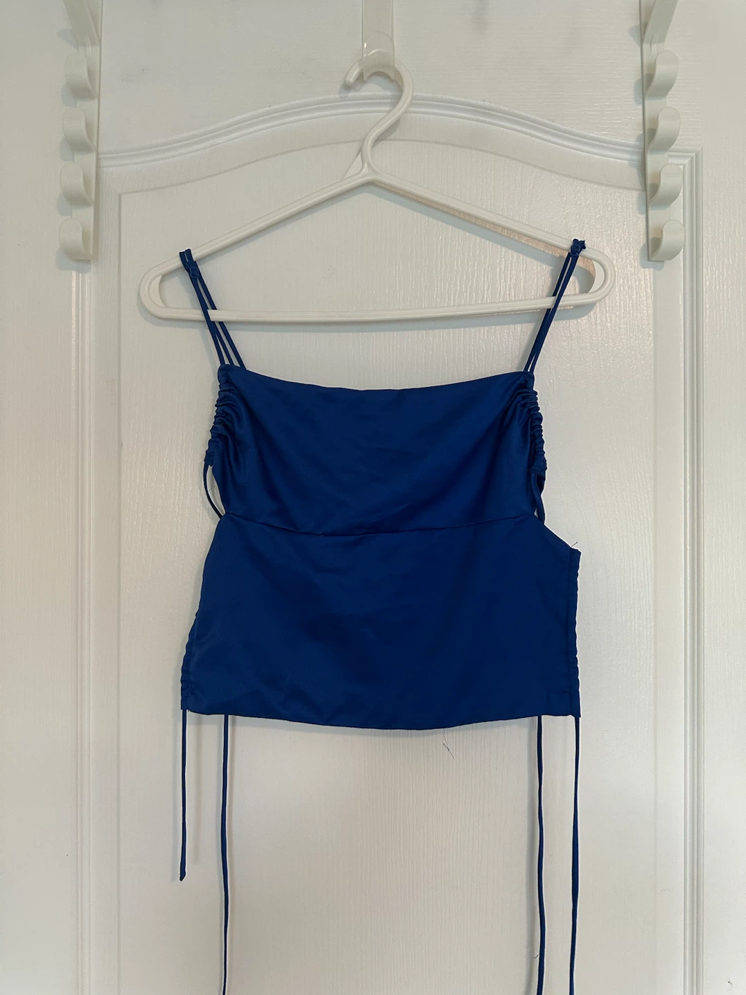 Dynamite Royal Blue Ruched Crop Top