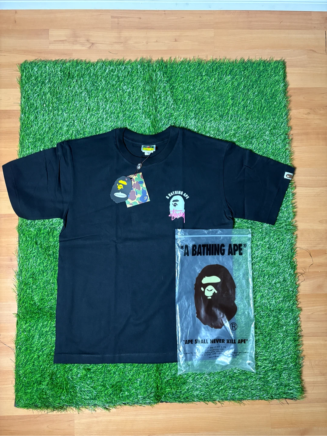 A Bathing Ape x Stussy Black T-Shirt