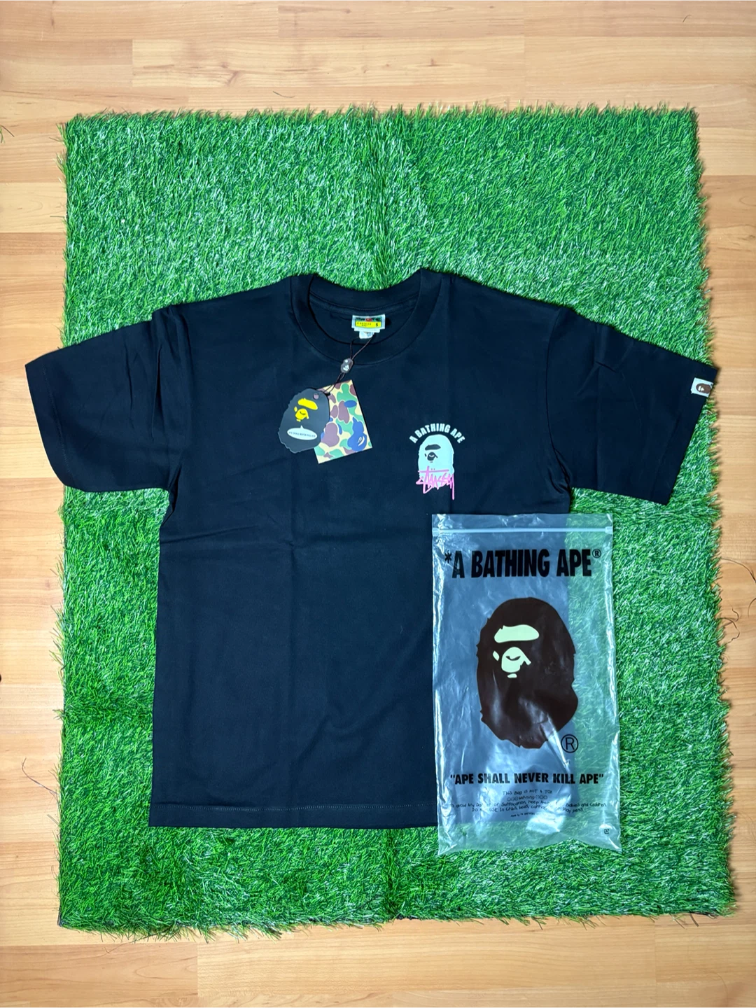 A Bathing Ape x Stussy Black T-Shirt - photo 2