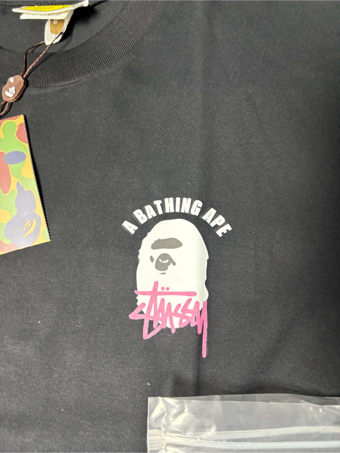 A Bathing Ape x Stussy Black T-Shirt - photo 3