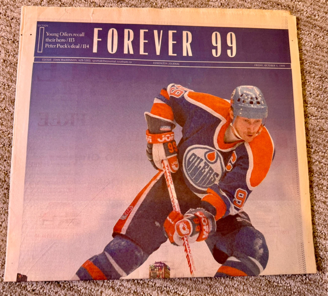 Collection of Edmonton Journal Gretzky Hockey Newspapers - photo 5